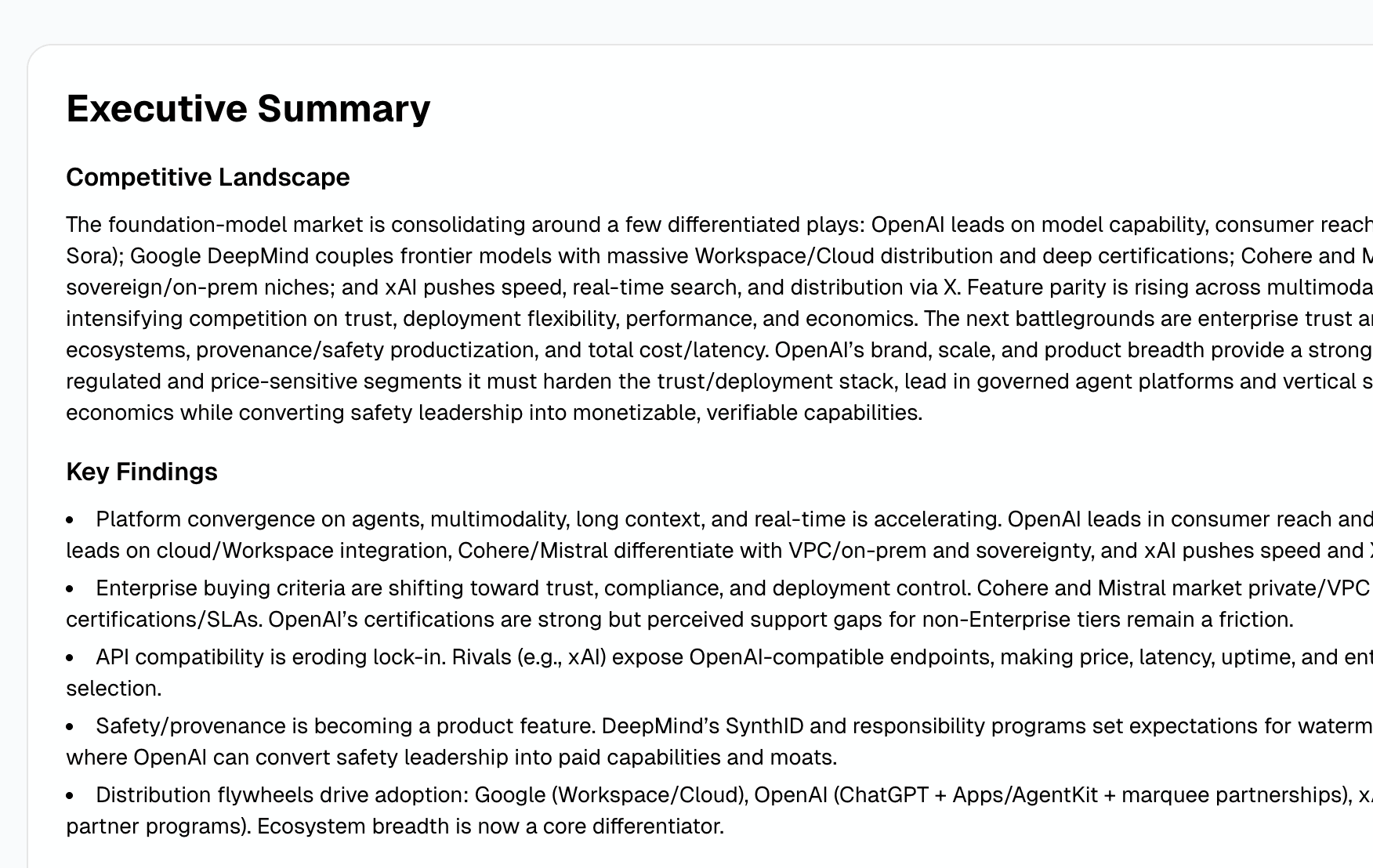 Additional competitor report showing comparative analysis